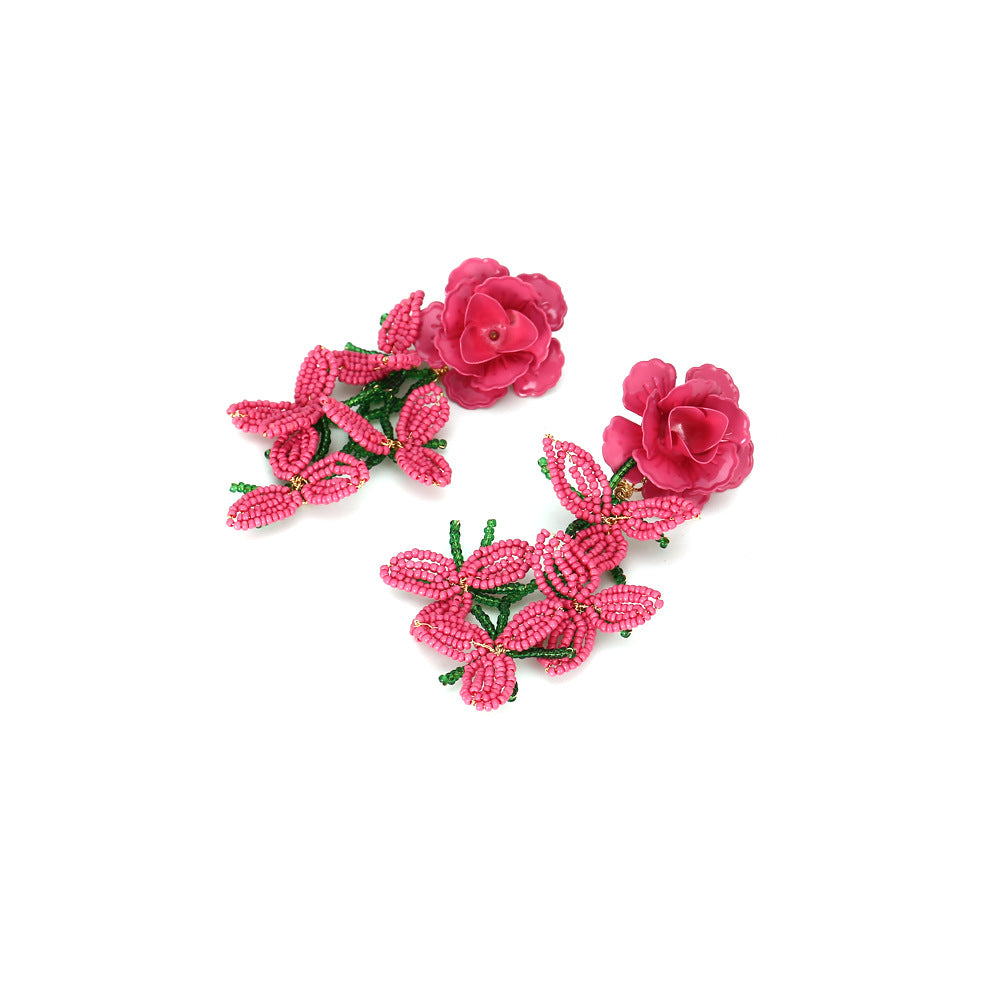Exaggerated Painted Flower Earrings Female Earrings