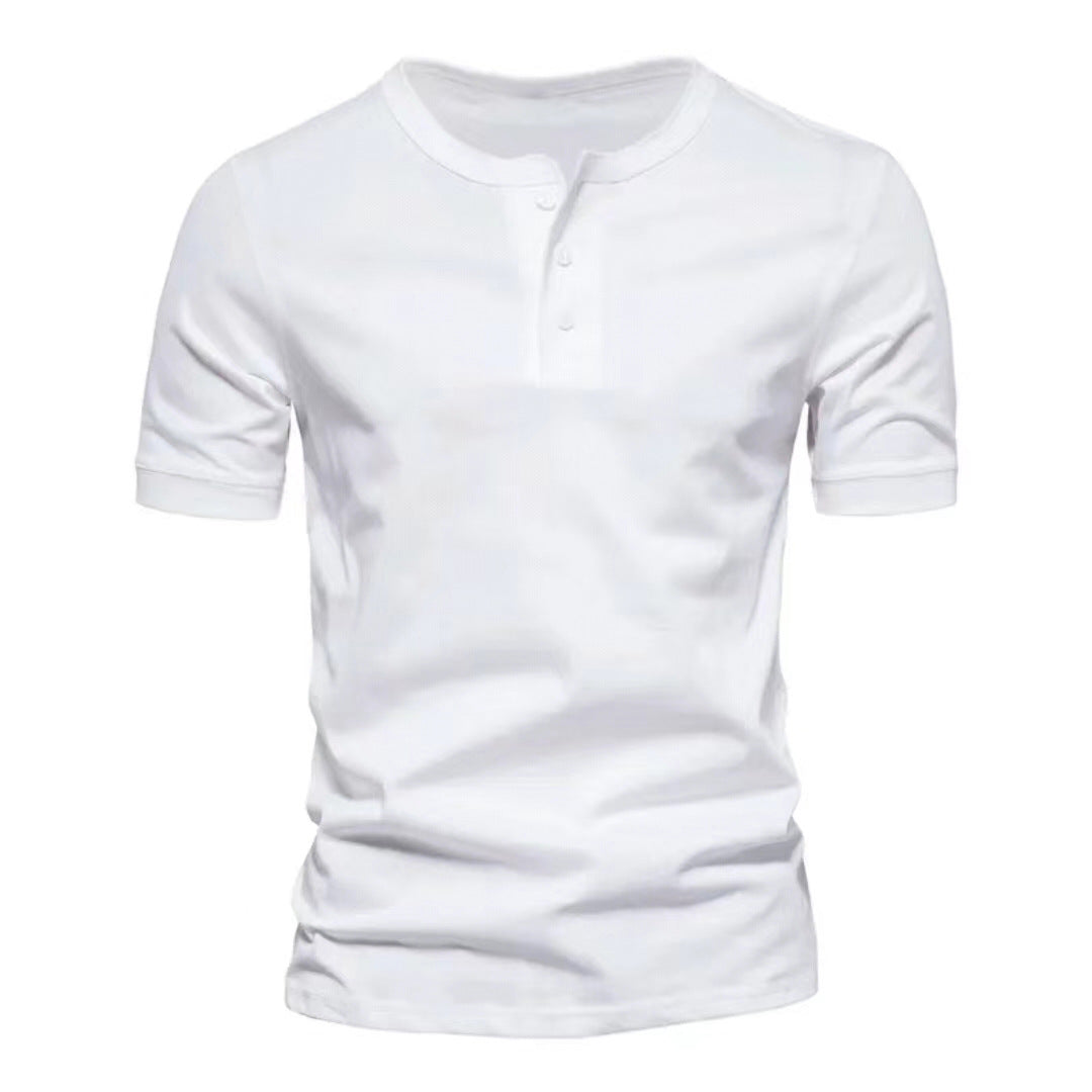 Mens Casual Crew-Neck Short-Sleeve Solid-Color T-Shirt