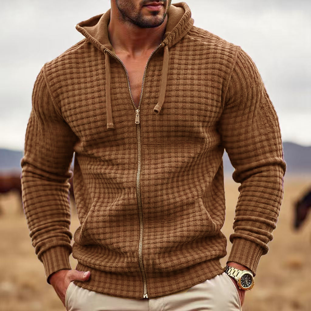 Men's Contrast Colour Zip Casual Sweatshirt Coat