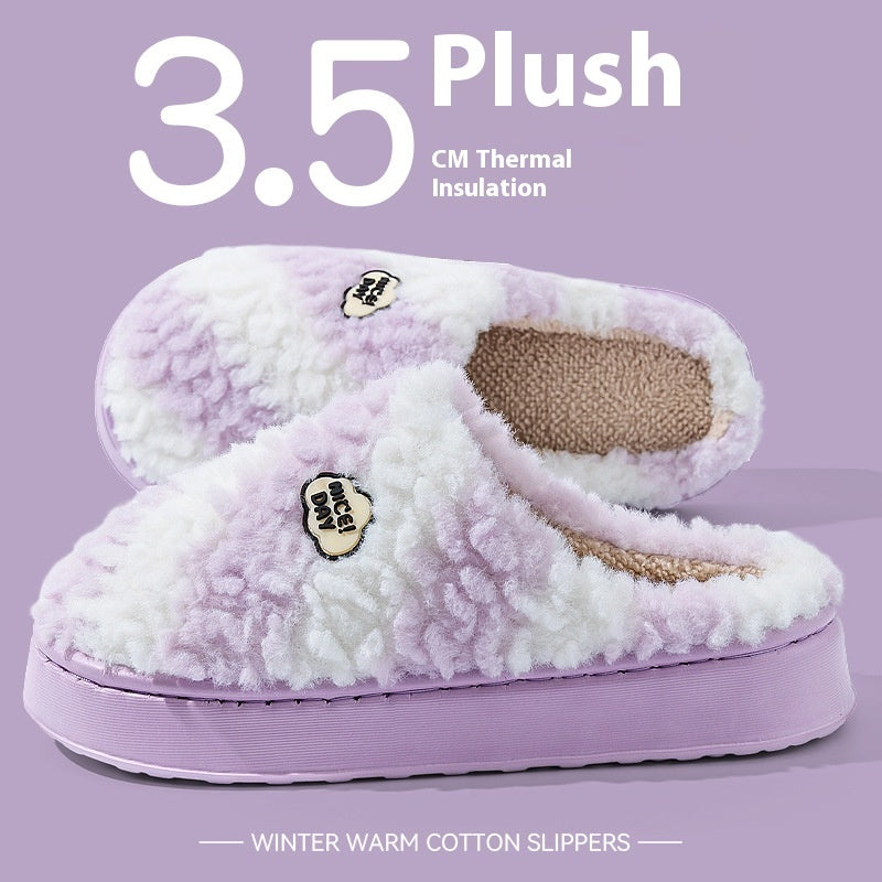 Women's Warm Velvet Cotton Slippers — Non-slip & Silent