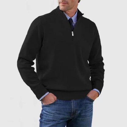 Men's Stand Collar Zip Knitted Sweater — Winter Long Sleeve
