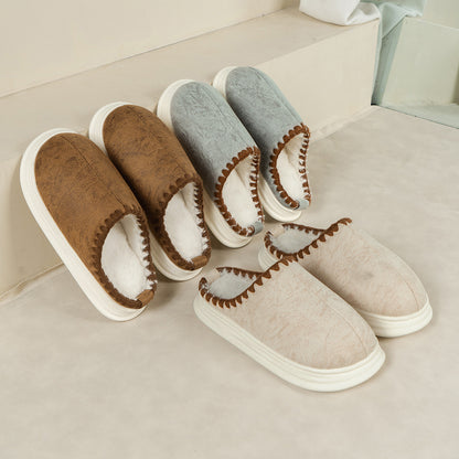 Winter Plush Cotton Slippers — Sewing-side Design for Couples
