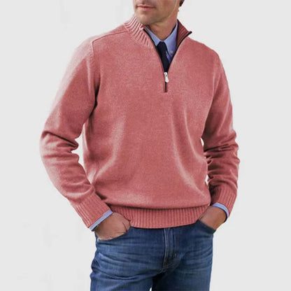 Men's Stand Collar Zip Knitted Sweater — Winter Long Sleeve
