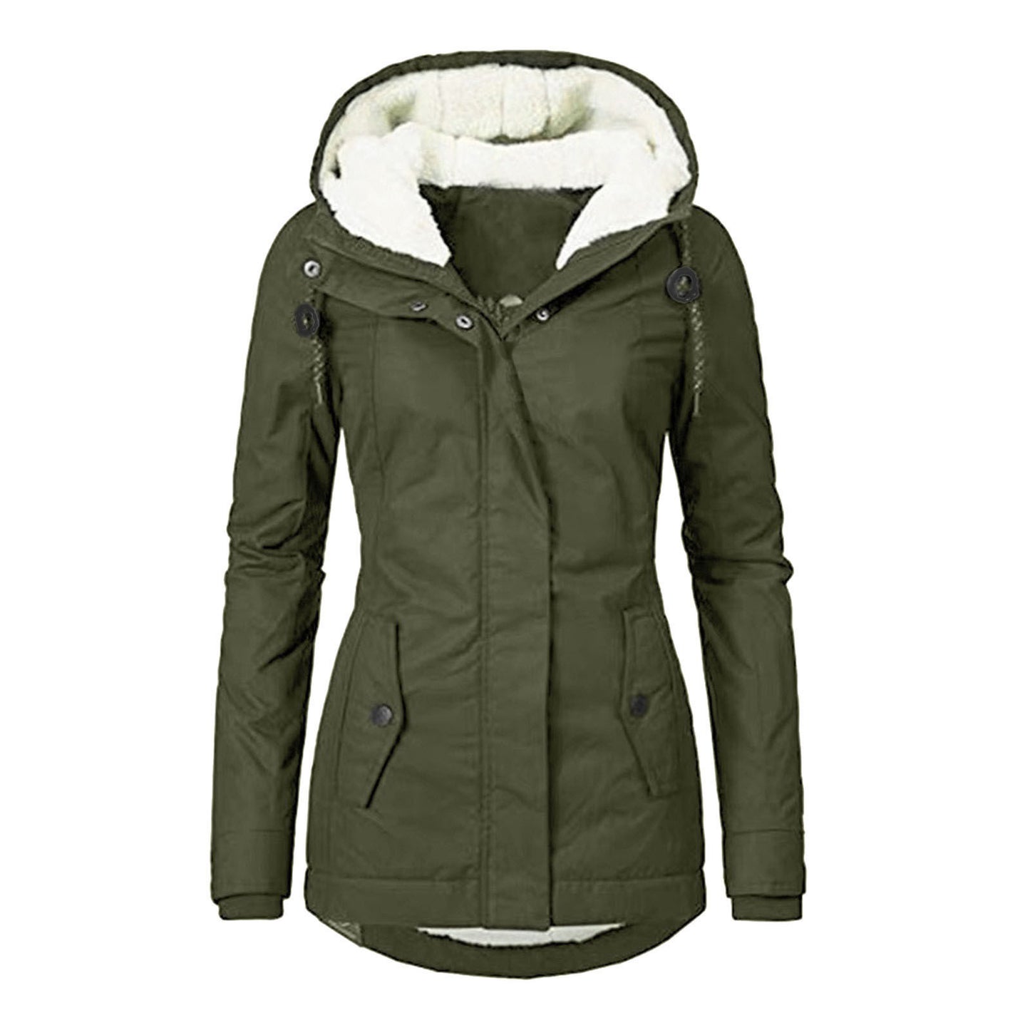 Women's Winter Hooded Fleece Jacket — Zip-up with Pockets