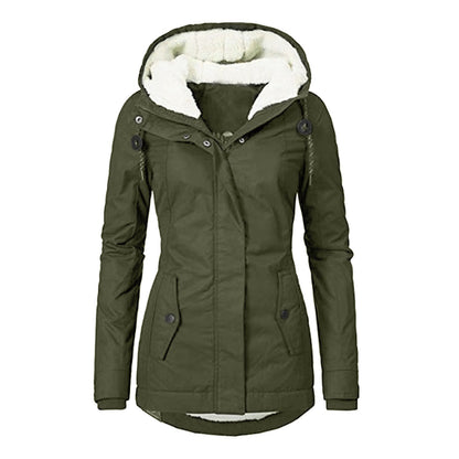 Women's Winter Hooded Fleece Jacket — Zip-up with Pockets