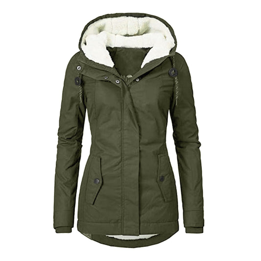 Women's Winter Hooded Fleece Jacket — Zip-up with Pockets