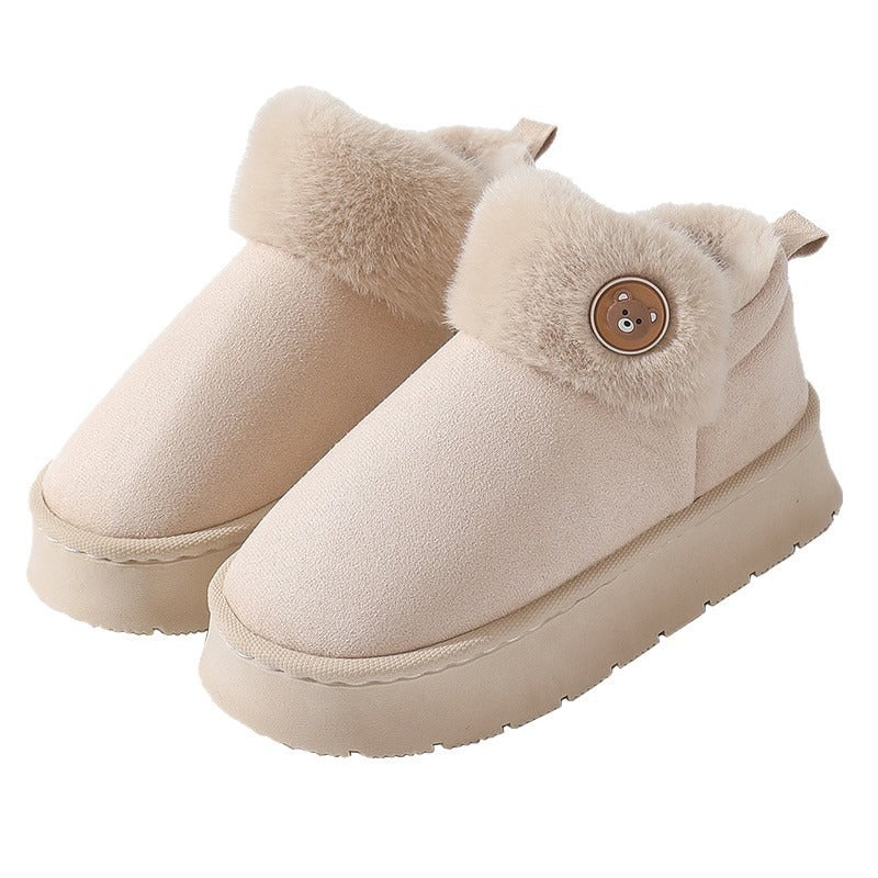 Ankle Wrap Thickened Cotton Slippers — Non-slip Couple Shoes
