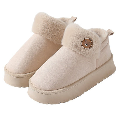 Ankle Wrap Thickened Cotton Slippers — Non-slip Couple Shoes