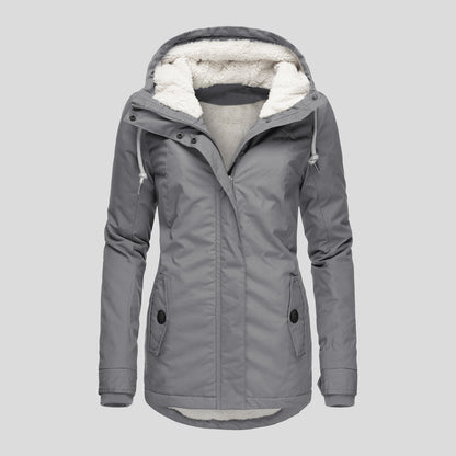 Women's Winter Hooded Fleece Jacket — Zip-up with Pockets