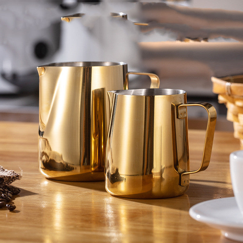 Gold-plated Etched Stainless Steel Milk Cup — Cylinder Design