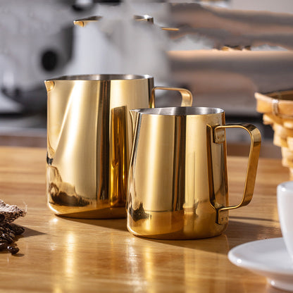Gold-plated Etched Stainless Steel Milk Cup — Cylinder Design