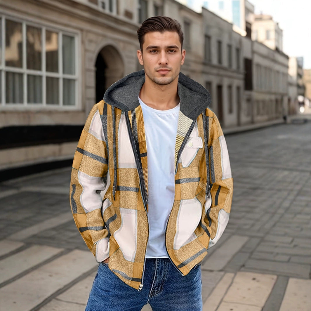 Men's Flannel Hooded Zip Jacket