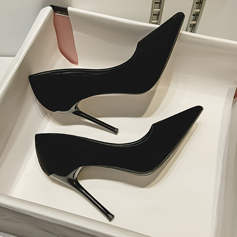 VIPMRSKING Women'S Stiletto Heels | Pointed Toe | Ultra-High Comfort Work Shoes | Soft Sole | Durable TPU Outsole | Flannel Upper | All-Season Elegance | Black, Work Shoes, High Heel Shoe
