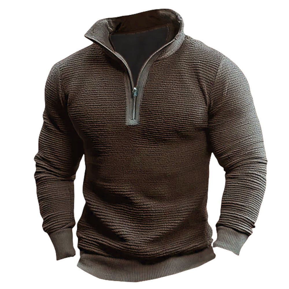 Men's Contrast Colour Zip Casual Sweatshirt Coat