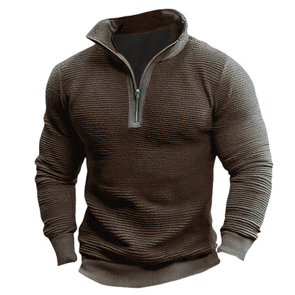 Men's Contrast Colour Zip Casual Sweatshirt Coat
