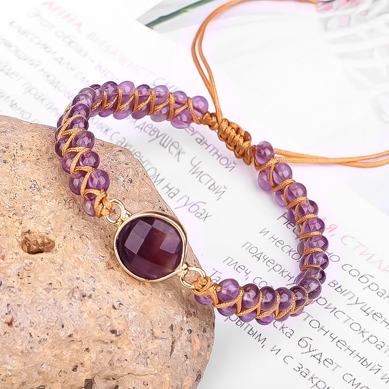 Hand-woven Faceted Amethyst Bracelet