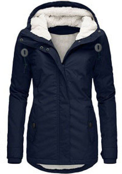 Women's Winter Hooded Fleece Jacket — Zip-up with Pockets