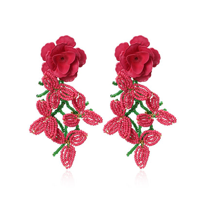 Exaggerated Painted Flower Earrings Female Earrings