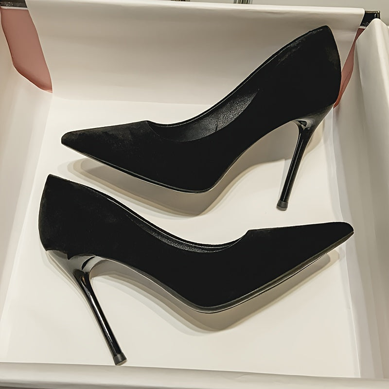 VIPMRSKING Women'S Stiletto Heels | Pointed Toe | Ultra-High Comfort Work Shoes | Soft Sole | Durable TPU Outsole | Flannel Upper | All-Season Elegance | Black, Work Shoes, High Heel Shoe