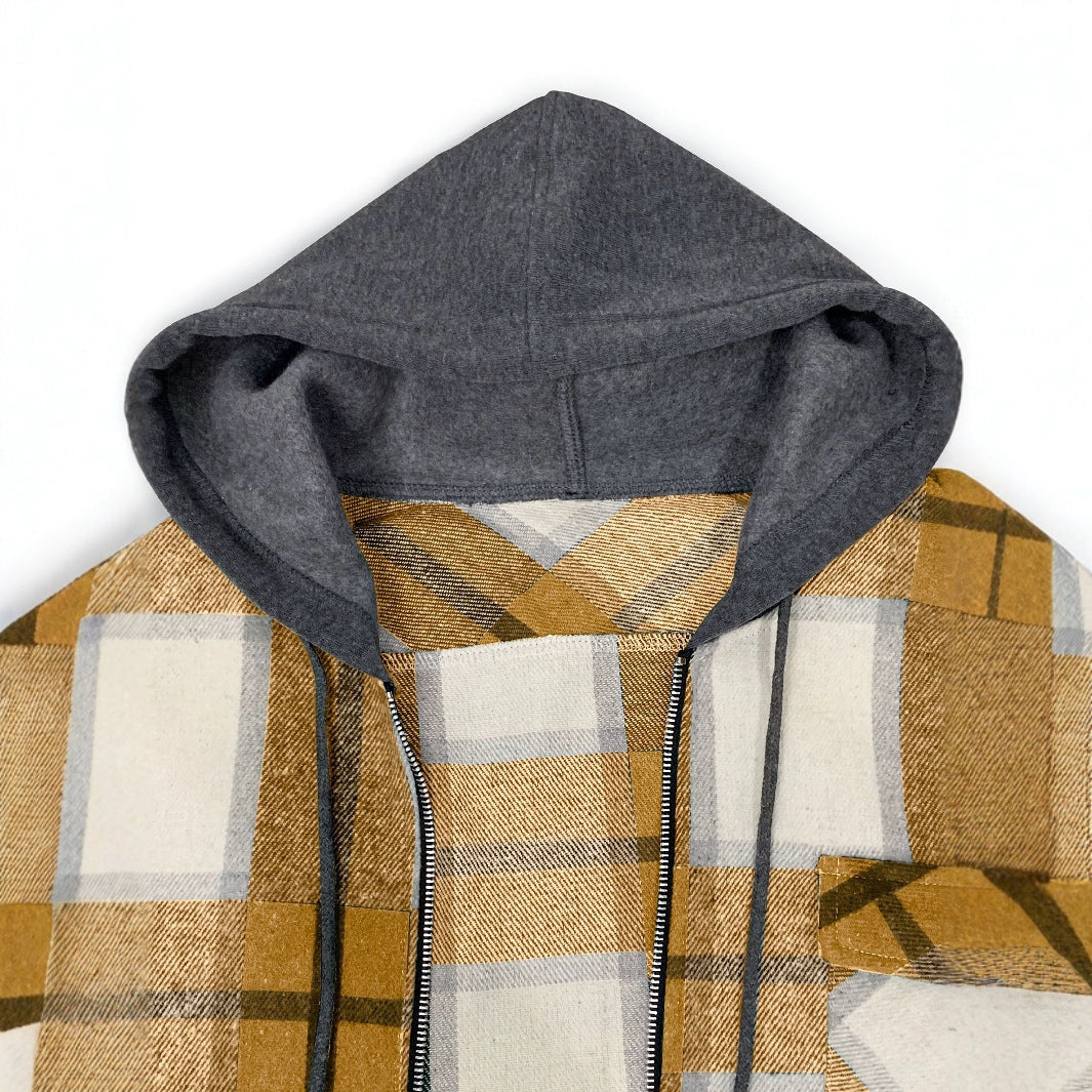 Men's Flannel Hooded Zip Jacket
