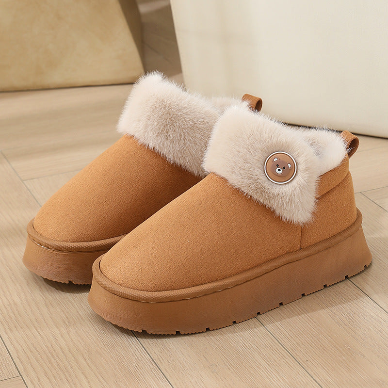 Ankle Wrap Thickened Cotton Slippers — Non-slip Couple Shoes
