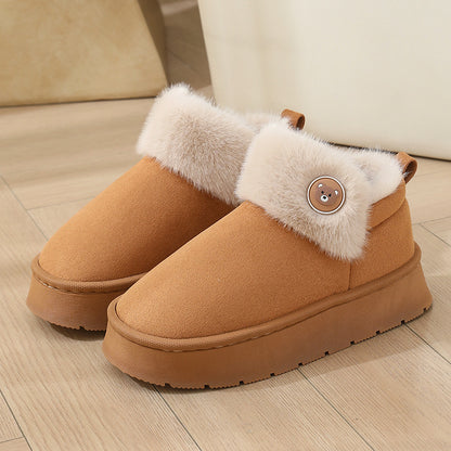 Ankle Wrap Thickened Cotton Slippers — Non-slip Couple Shoes