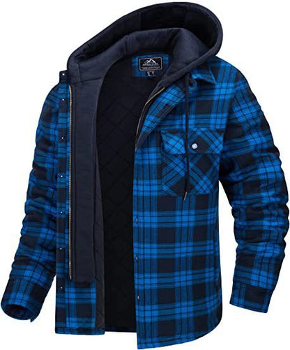 Men's Plaid Hooded Padded Coat — Thick Winter Jacket