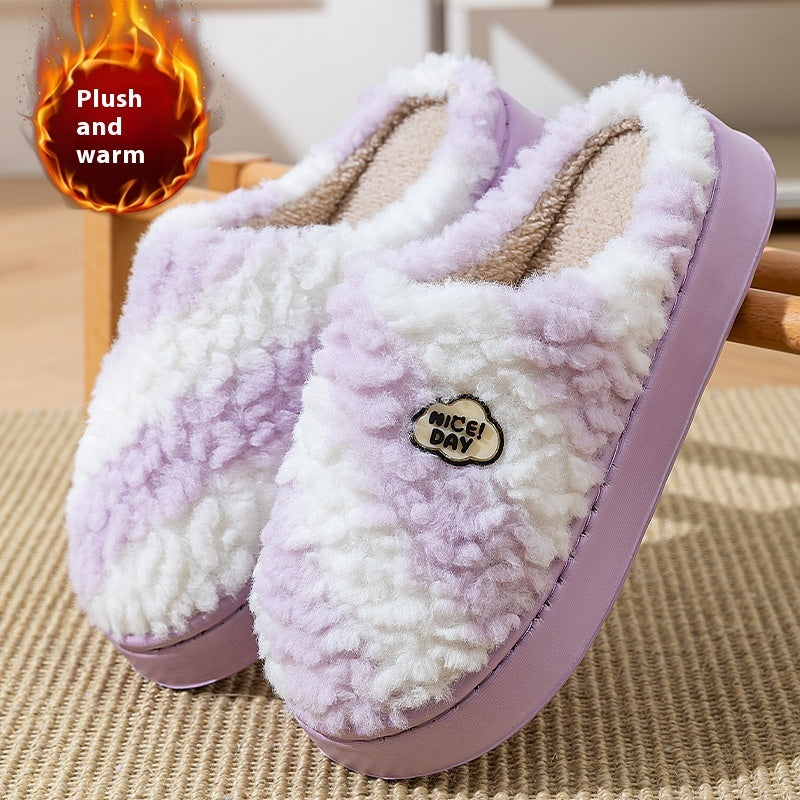 Women's Warm Velvet Cotton Slippers — Non-slip & Silent