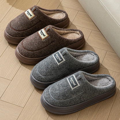 Men's Plus Size Thickened Cotton Slippers — Warm Indoor Shoes