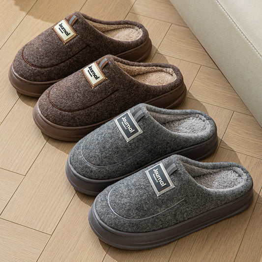 Men's Plus Size Thickened Cotton Slippers — Warm Indoor Shoes