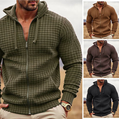 Men's Contrast Colour Zip Casual Sweatshirt Coat
