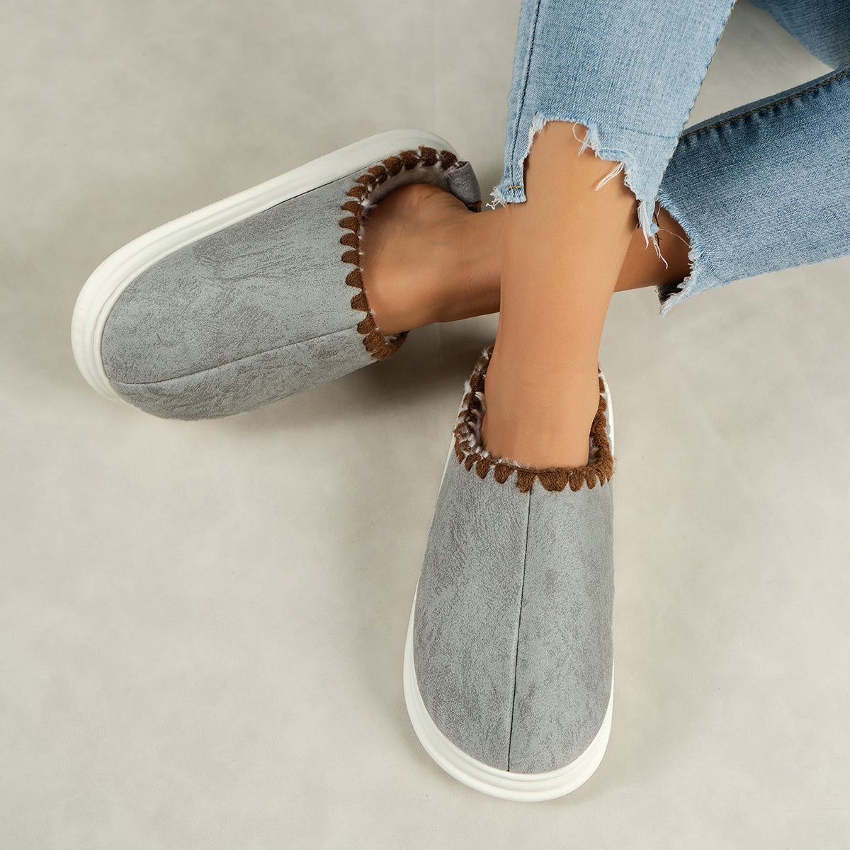 Winter Plush Cotton Slippers — Sewing-side Design for Couples