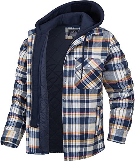 Men's Plaid Hooded Padded Coat — Thick Winter Jacket