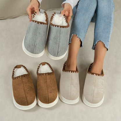 Winter Plush Cotton Slippers — Sewing-side Design for Couples