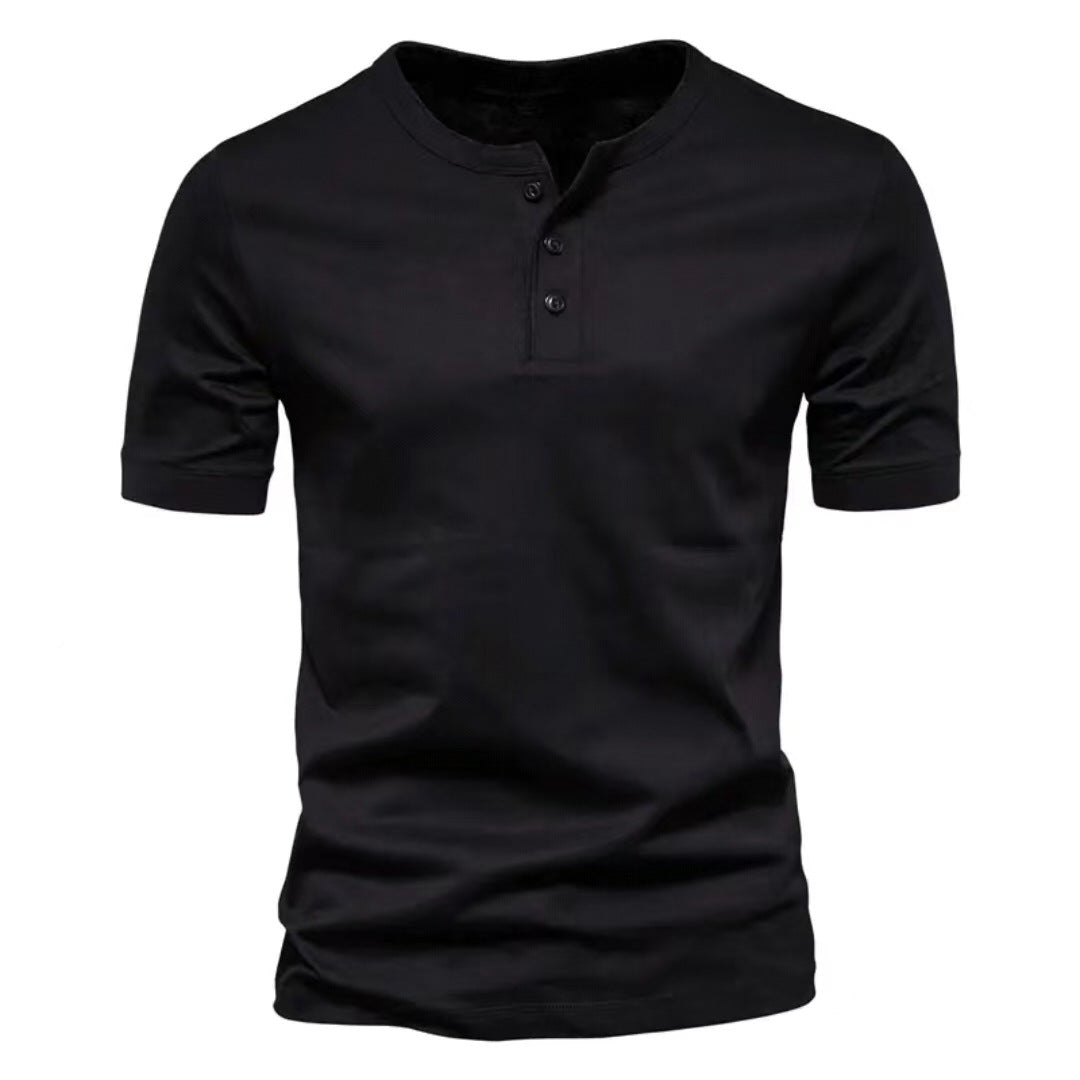 Mens Casual Crew-Neck Short-Sleeve Solid-Color T-Shirt