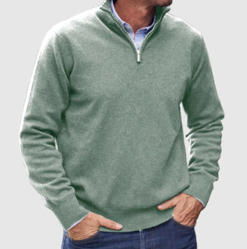 Men's Stand Collar Zip Knitted Sweater — Winter Long Sleeve