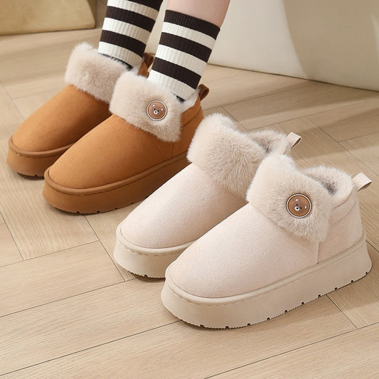 Ankle Wrap Thickened Cotton Slippers — Non-slip Couple Shoes