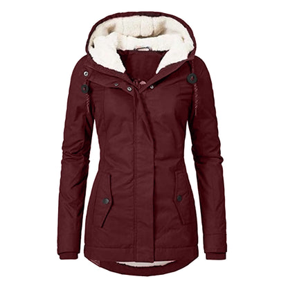 Women's Winter Hooded Fleece Jacket — Zip-up with Pockets