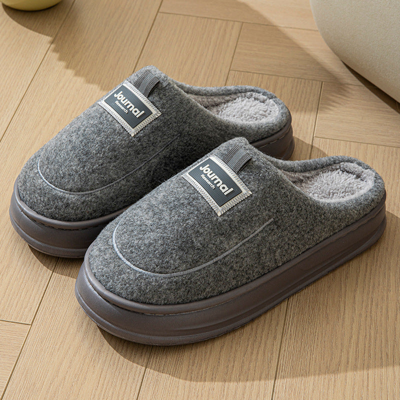 Men's Plus Size Thickened Cotton Slippers — Warm Indoor Shoes