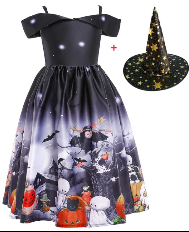 Halloween Princess Dress — Printed Mesh Costume