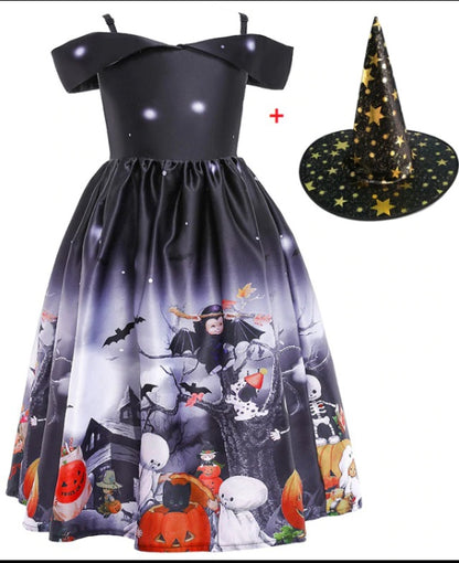 Halloween Princess Dress — Printed Mesh Costume