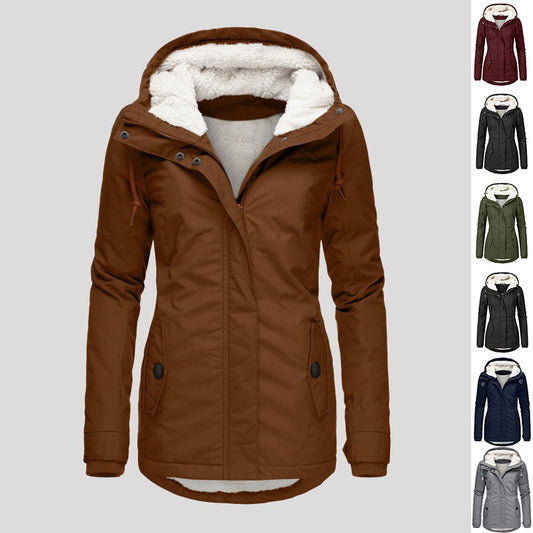 Women's Winter Hooded Fleece Jacket — Zip-up with Pockets