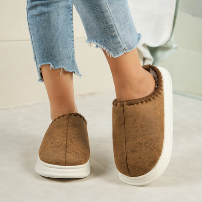 Winter Plush Cotton Slippers — Sewing-side Design for Couples