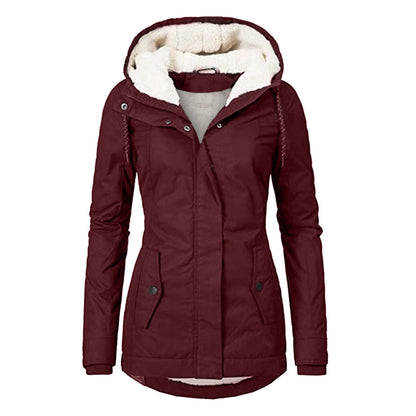 Women's Winter Hooded Fleece Jacket — Zip-up with Pockets