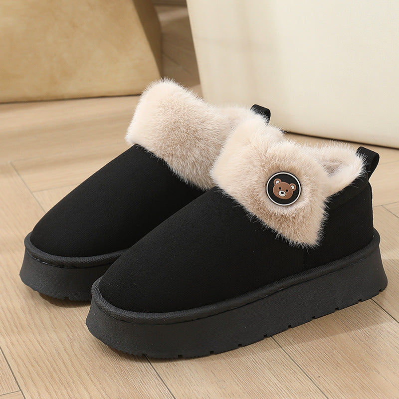 Ankle Wrap Thickened Cotton Slippers — Non-slip Couple Shoes