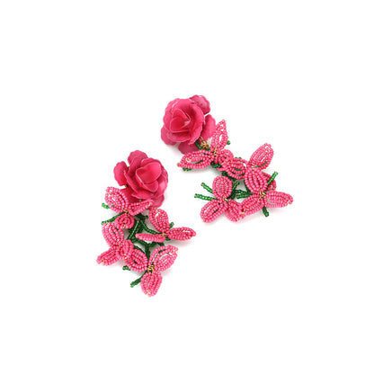 Exaggerated Painted Flower Earrings Female Earrings