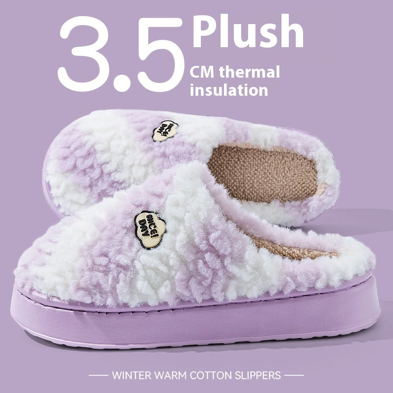 Women's Warm Velvet Cotton Slippers — Non-slip & Silent