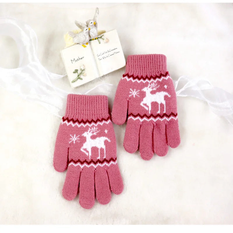 Brand New Child Kids Baby Girls Boys Winter Knitted Gloves Cartoon Warm Mittens Toddlers Outdoor Cartoon  Cute Gloves5-12 Years