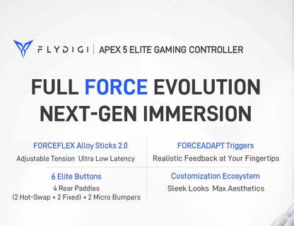 Flydigi APEX 5 Elite Wireless Gaming Controller | Force Feedback Trigger