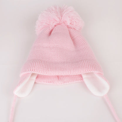 Winter Warm Knitted Baby Hats for Girls Pom Pom Kid Toddler Boys Beanies Cap with Fleece Lining